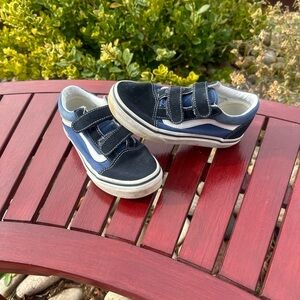 Kids Vans - Navy and White Velcro Sneakers - Size 13.5